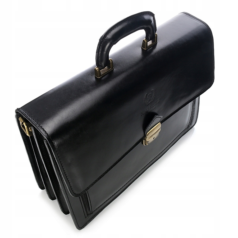 ELEGANCKA SKÓRZANA TECZKA AKTÓWKA DO PRACY CZARNA Wzór dominujący bez wzoru