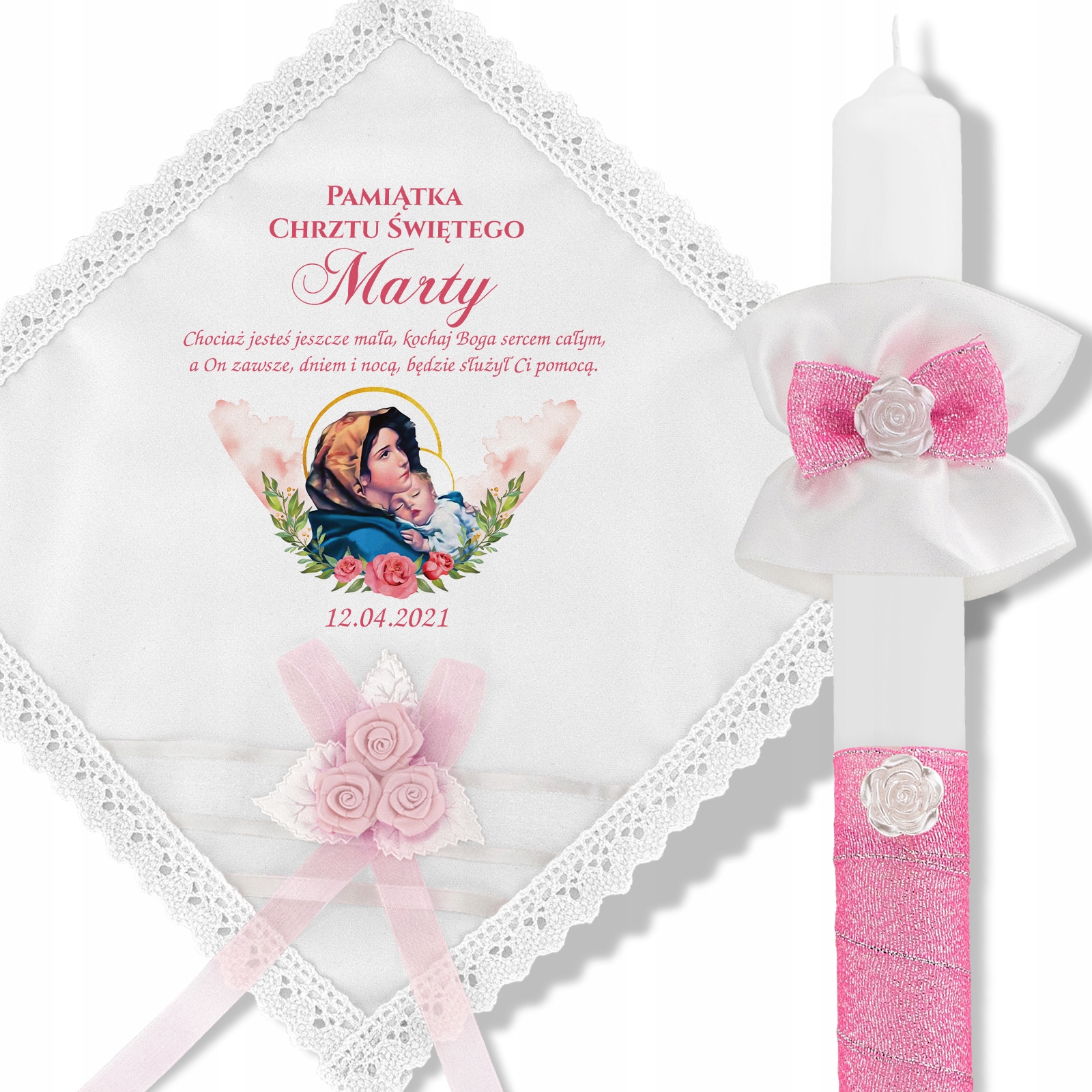 Szatka i świeca do CHRZTU + NADRUK data imię Marka inna marka