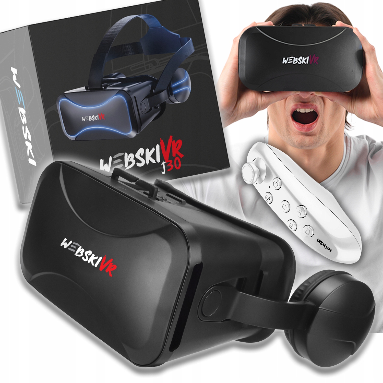 Brýle Vr 3D 360 Na Telefon Pro Sledování Herních Filmů Bluetooth Dálkové Ovládání