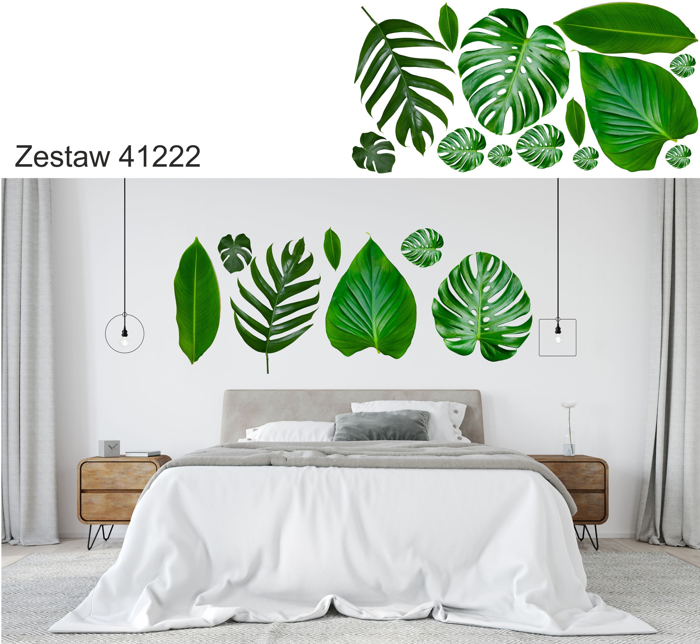 naklejki na ścianę ścienne liscie monstera monster Długość 60 cm