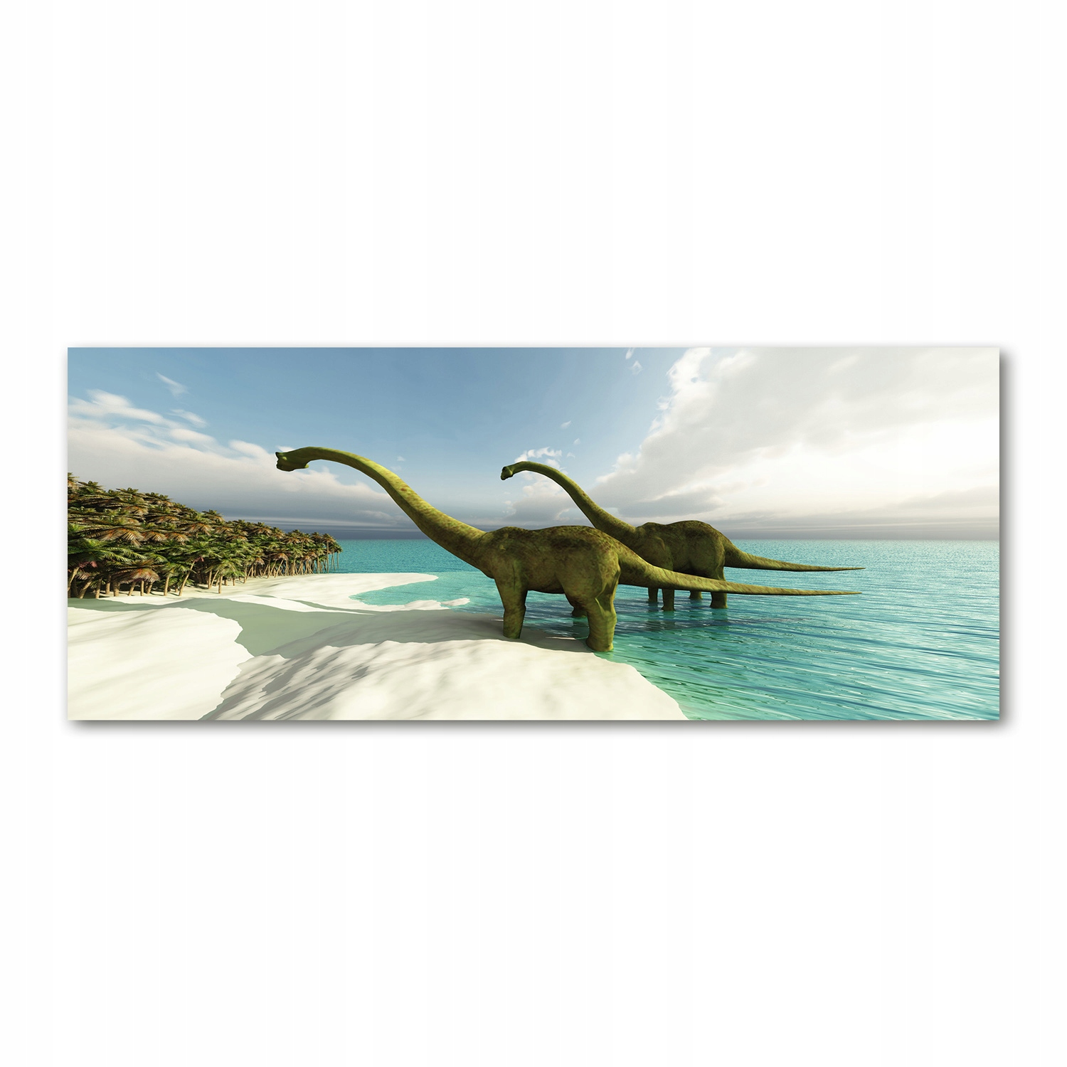 

Foto obraz szkło akryl Dinozaury na plaży 125x50cm