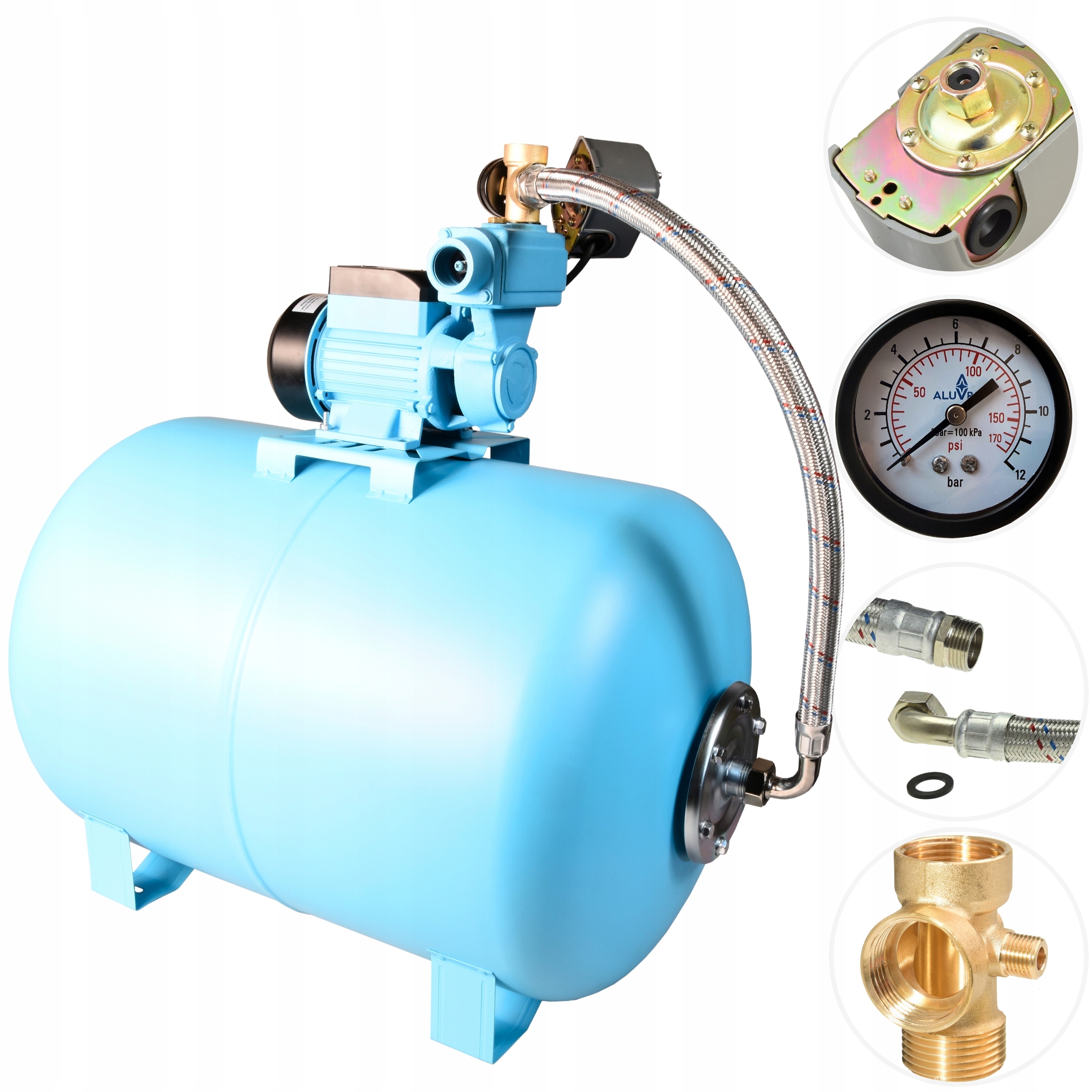 100 L Hydrofor Na Vodu Sací Čerpadlo S Příslušenstvím 250 W 35 L/min, Hotová Sada