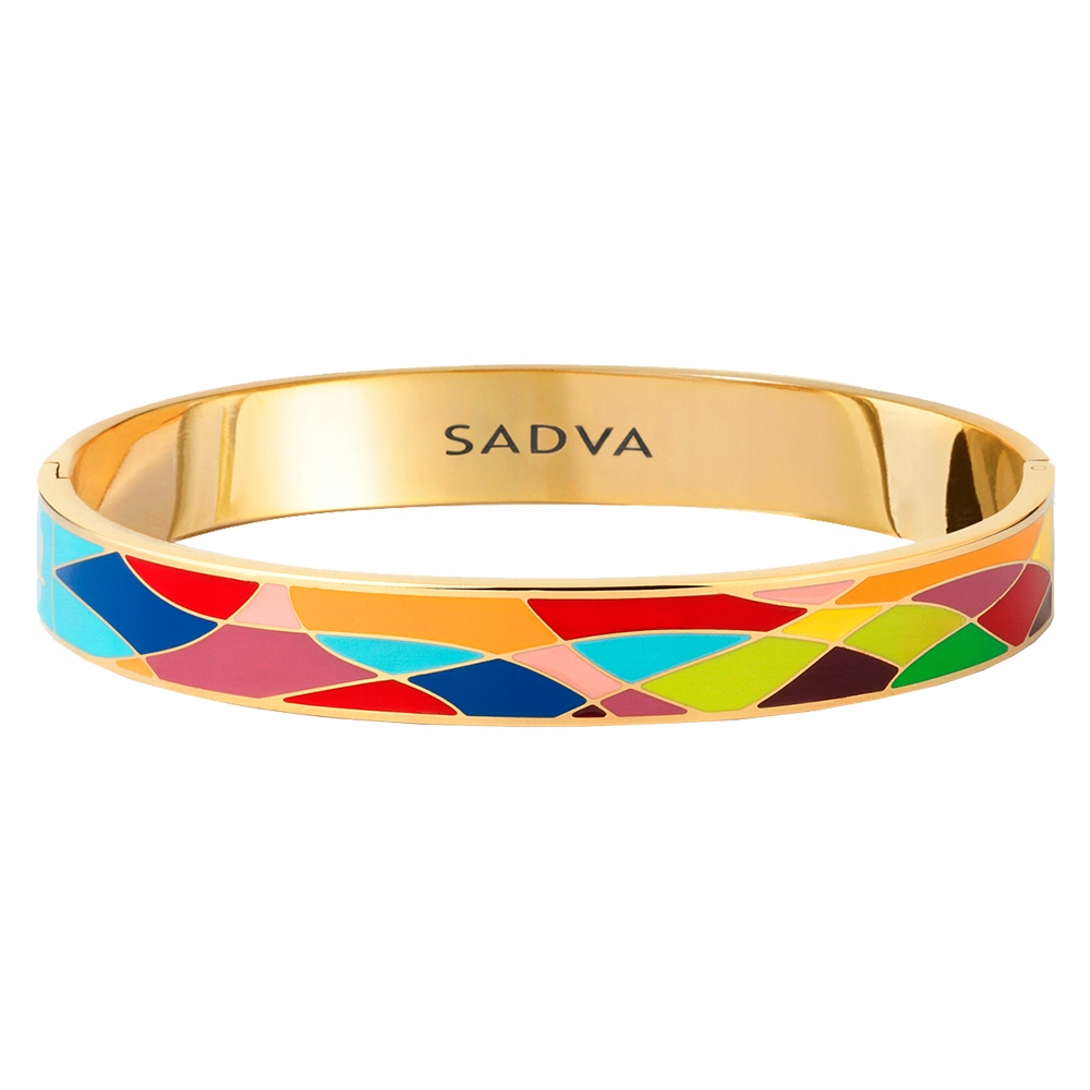 Bransoletka Pozłacana Sztywna Emalia Geo Color 20cm Stal Szlachetna Sadva