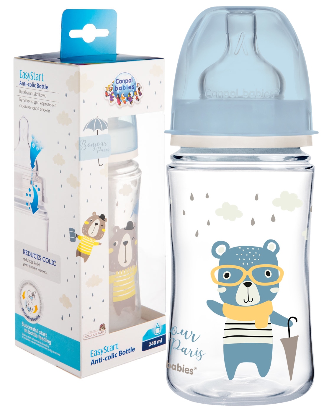 CANPOL BUTELKA SZEROKA ANTYKOLKOWA 240ml BONJOUR