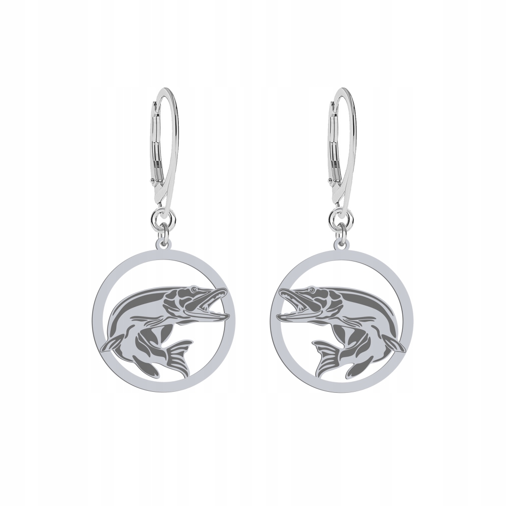 Stříbrné Náušnice se štikou 925 Šperky Žena Dárek Gravírování Bonus