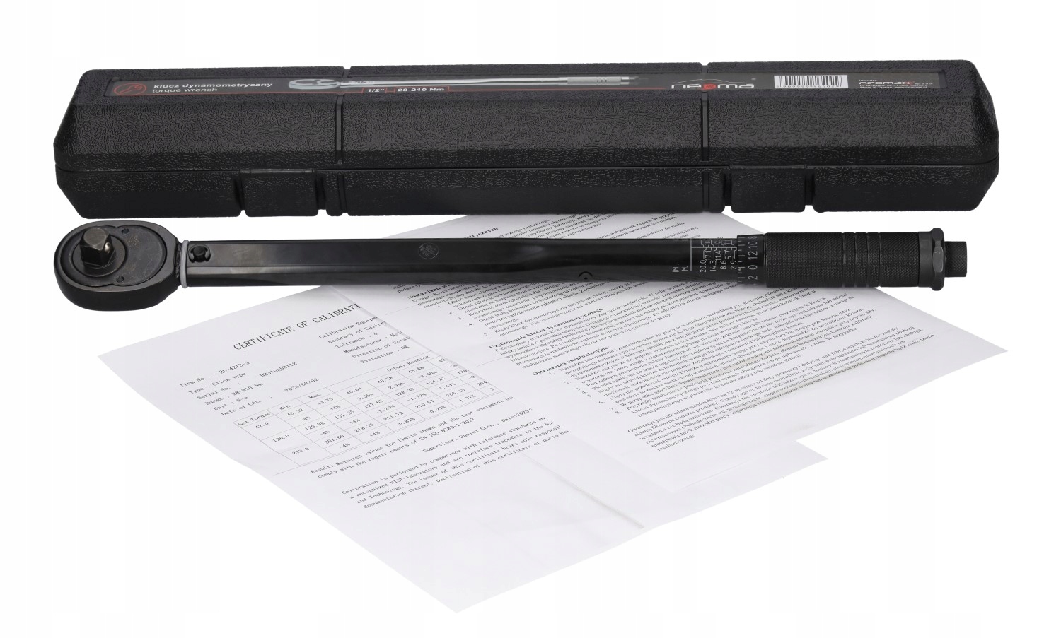 Klucz dynamometryczny do kół 1/2" 28-210 Nm Certyfikat Kalibracji