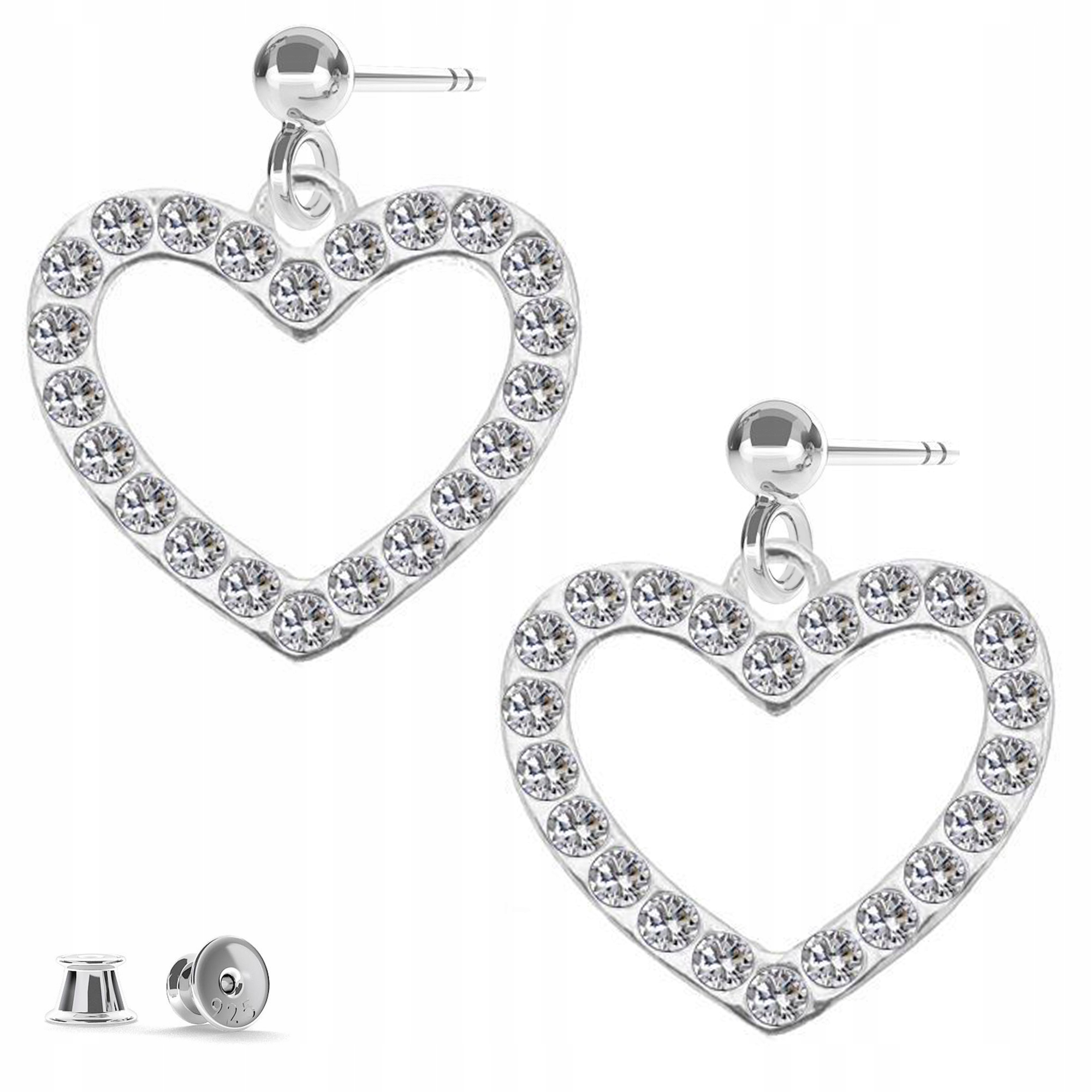 Stříbrné náušnice Srdce Zirkony