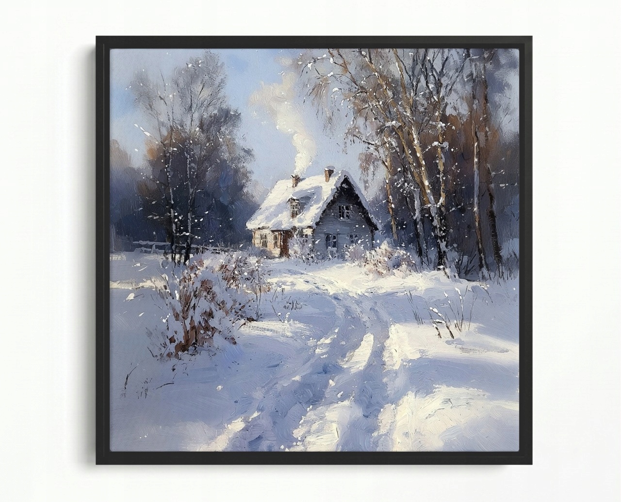 Obraz Rám Americký Box Krajina Zima Sníh Mráz Závěje Dům Cesta Vesnice 40x40