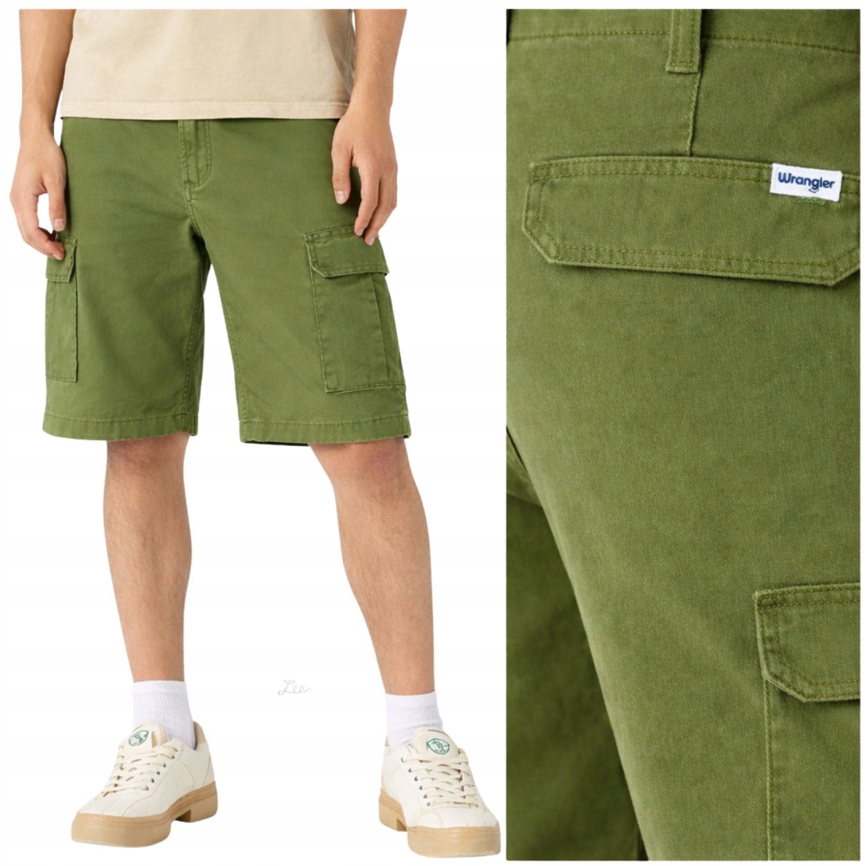 Wrangler Casey Jones Cargo Shorts Tone krátké zelené kraťasy šortky W30