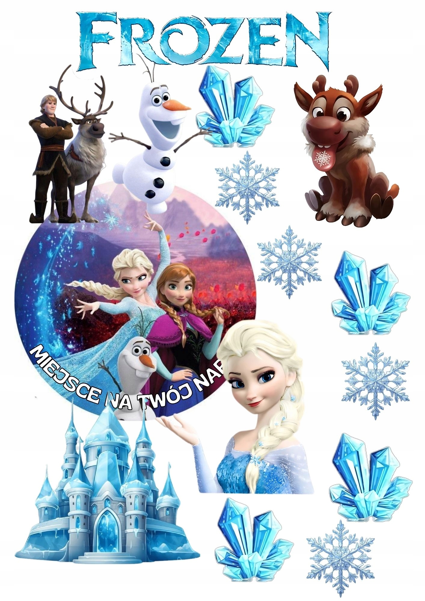 Zestaw Opłatek Na Tort Kraina Lodu Frozen Własny Tekst