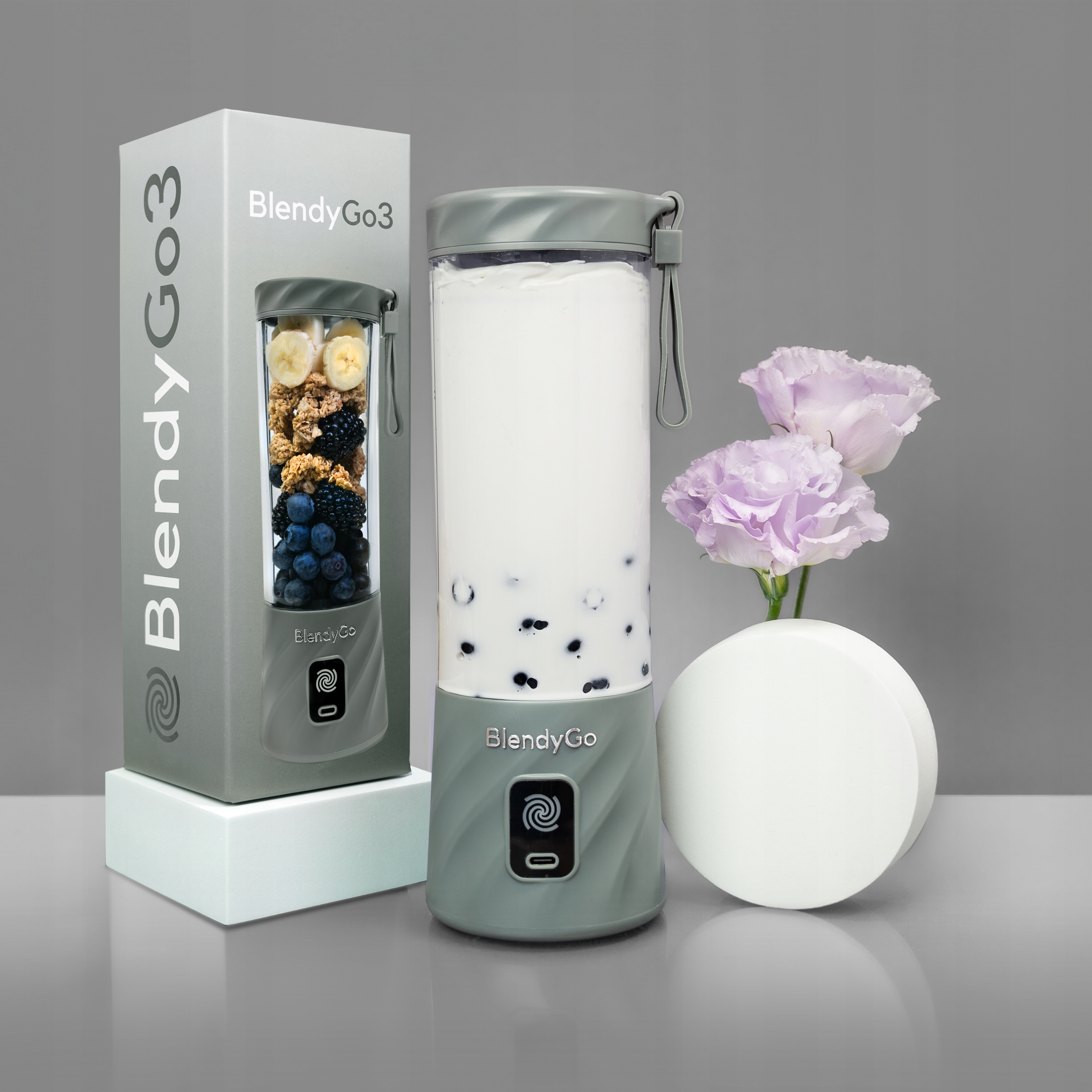 BLENDYGO 3 Przenośny Blender Smoothie USB 550ml BPA Free Szary — miniatura 12