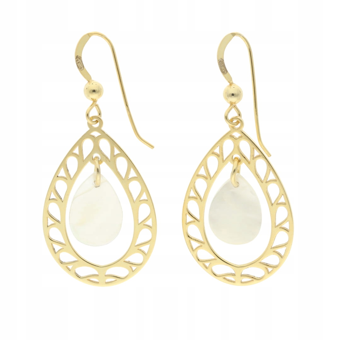 Ažurové náušnice s perleťovou hmotou stříbro pozlacené