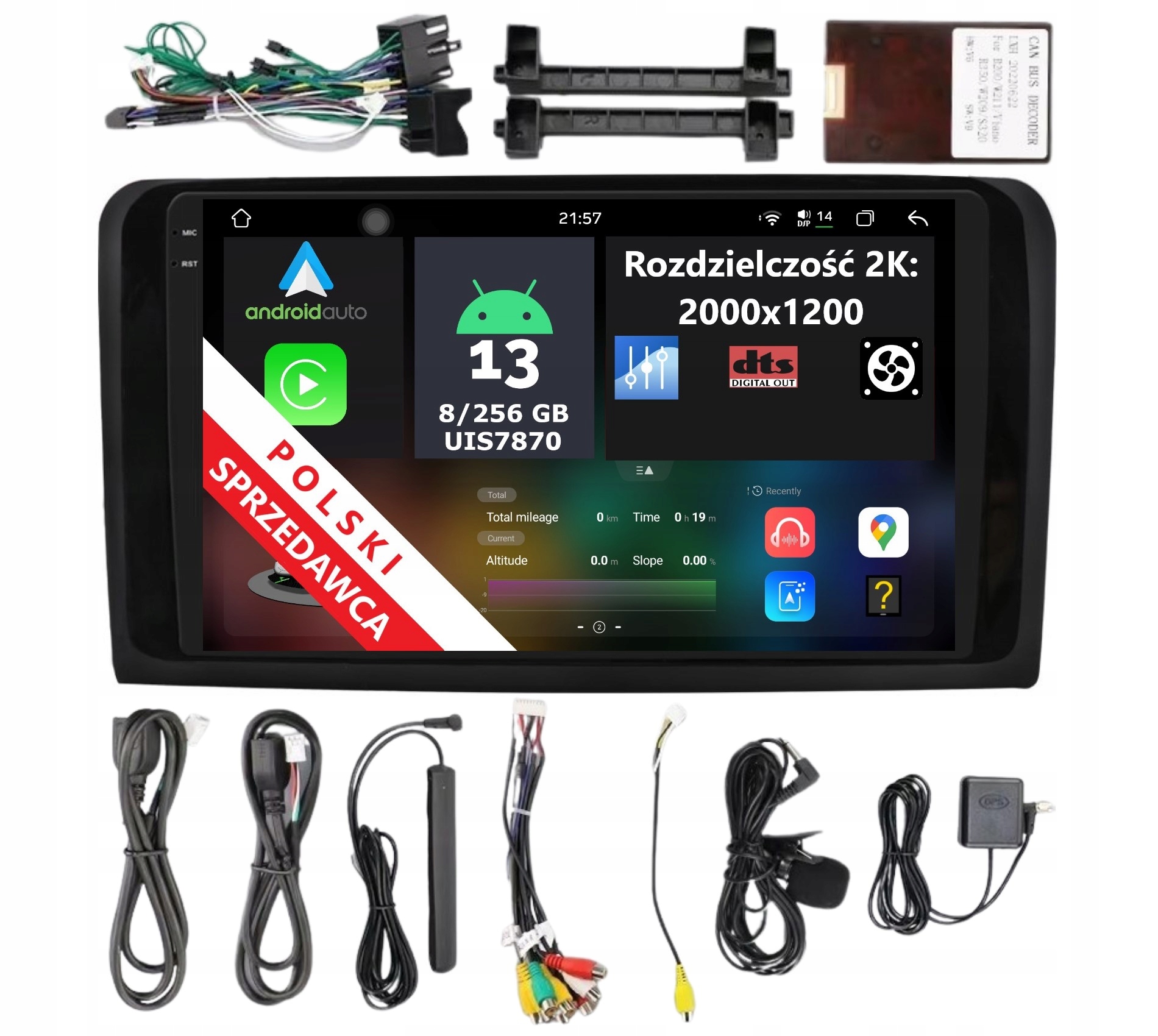 Radio 2DIN Nawigacja Android Mercedes Benz Gl X164 8/256 Gb Dsp Carplay Lte