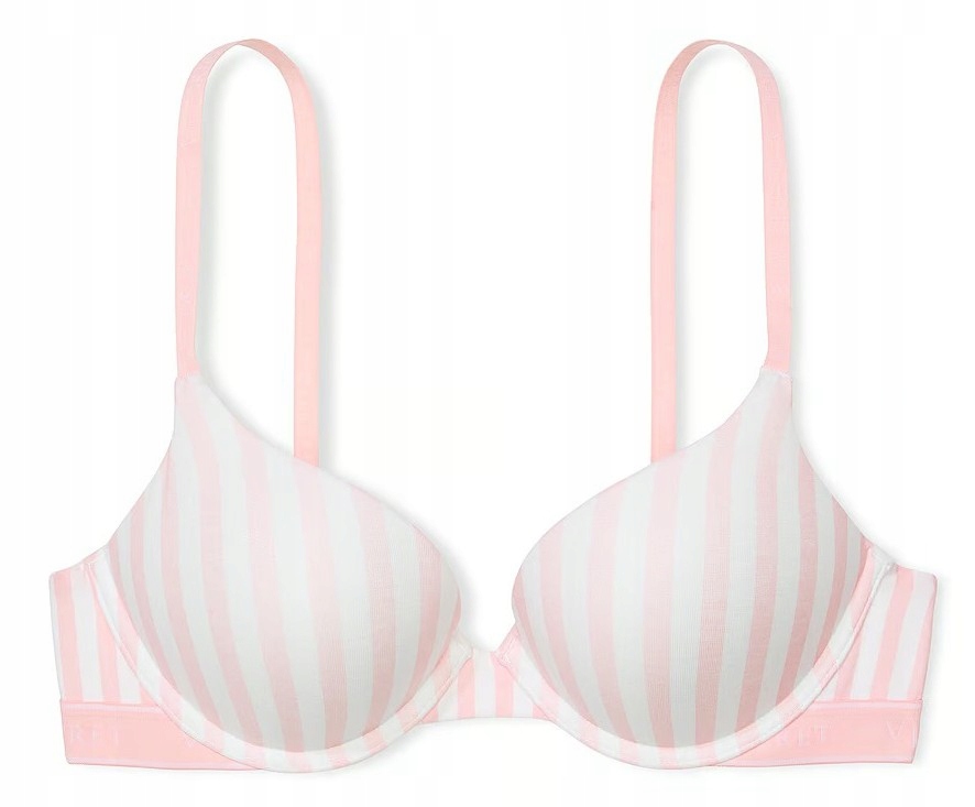 Podprsenka Victoria's Secret Bombshell 2xpush-up s růžovými proužky 75B (34B)