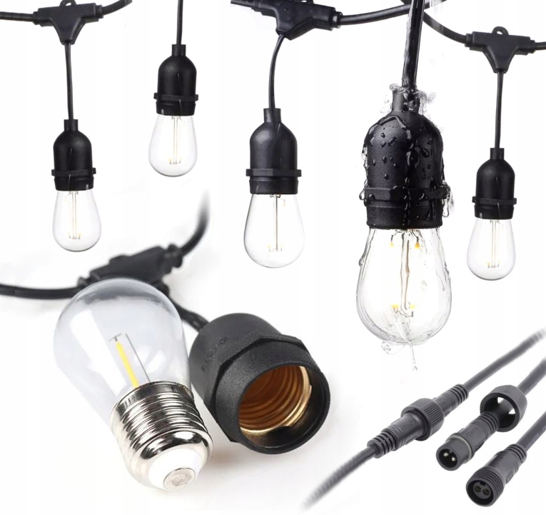 

Girlanda Ogrodowa Świetlna 22m IP65 +żarówki 20LED
