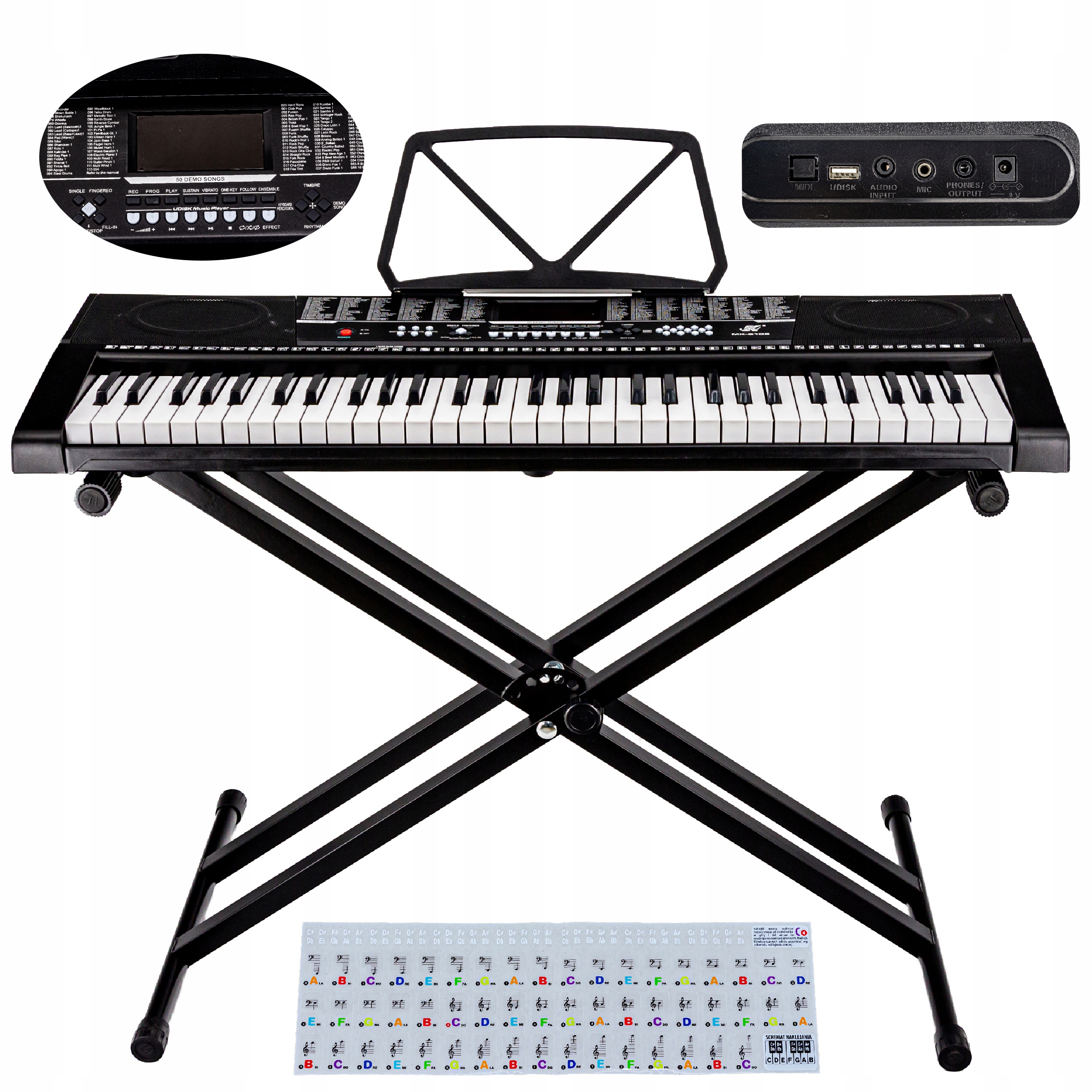 

Keyboard Pianino Organy MK-2102 Statyw 61k Usb MP3