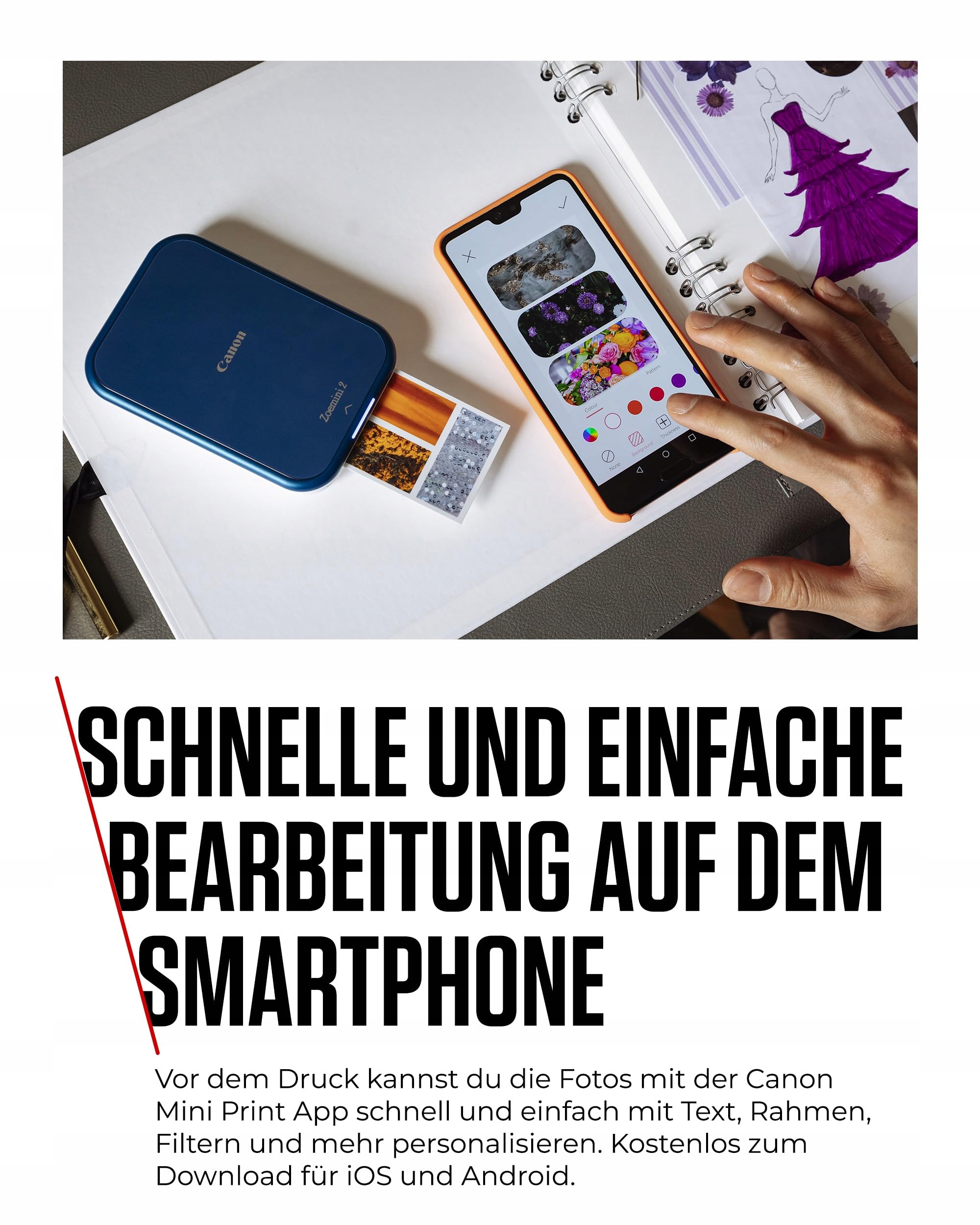 CANON Zoemini 2 Mobilna Drukarka Zdjęć Zestaw Zink i Naklejki — miniatura 4
