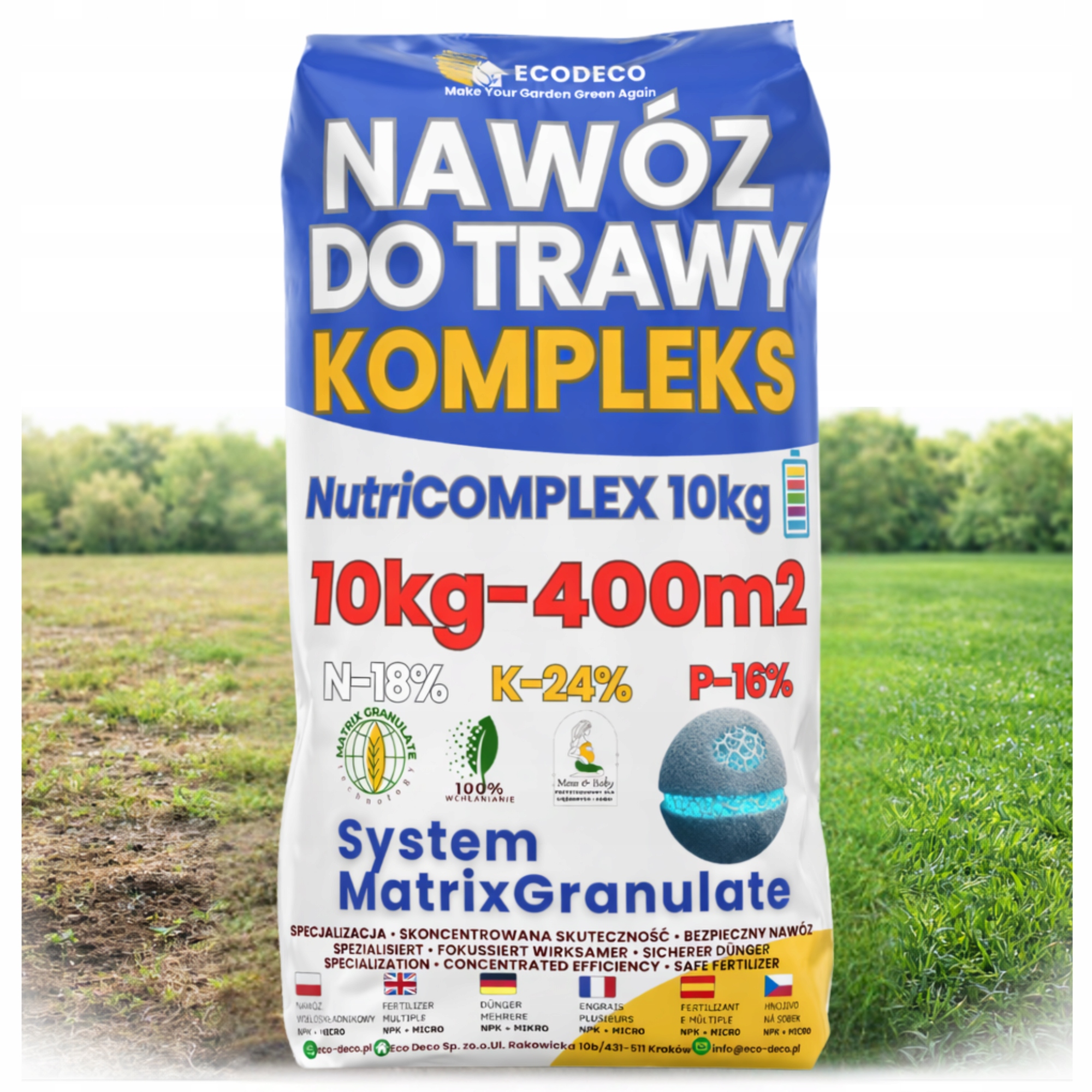 Nawóz Wiosenny Complex 10 kg Complex Długodziałający Na Mech do Trawy