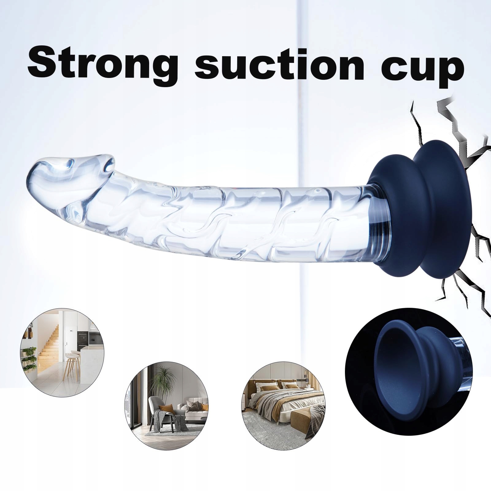 GLASDILDO Realistyczny Dildo 21 cm z Silikonową Przyssawką dla Par — miniatura 4