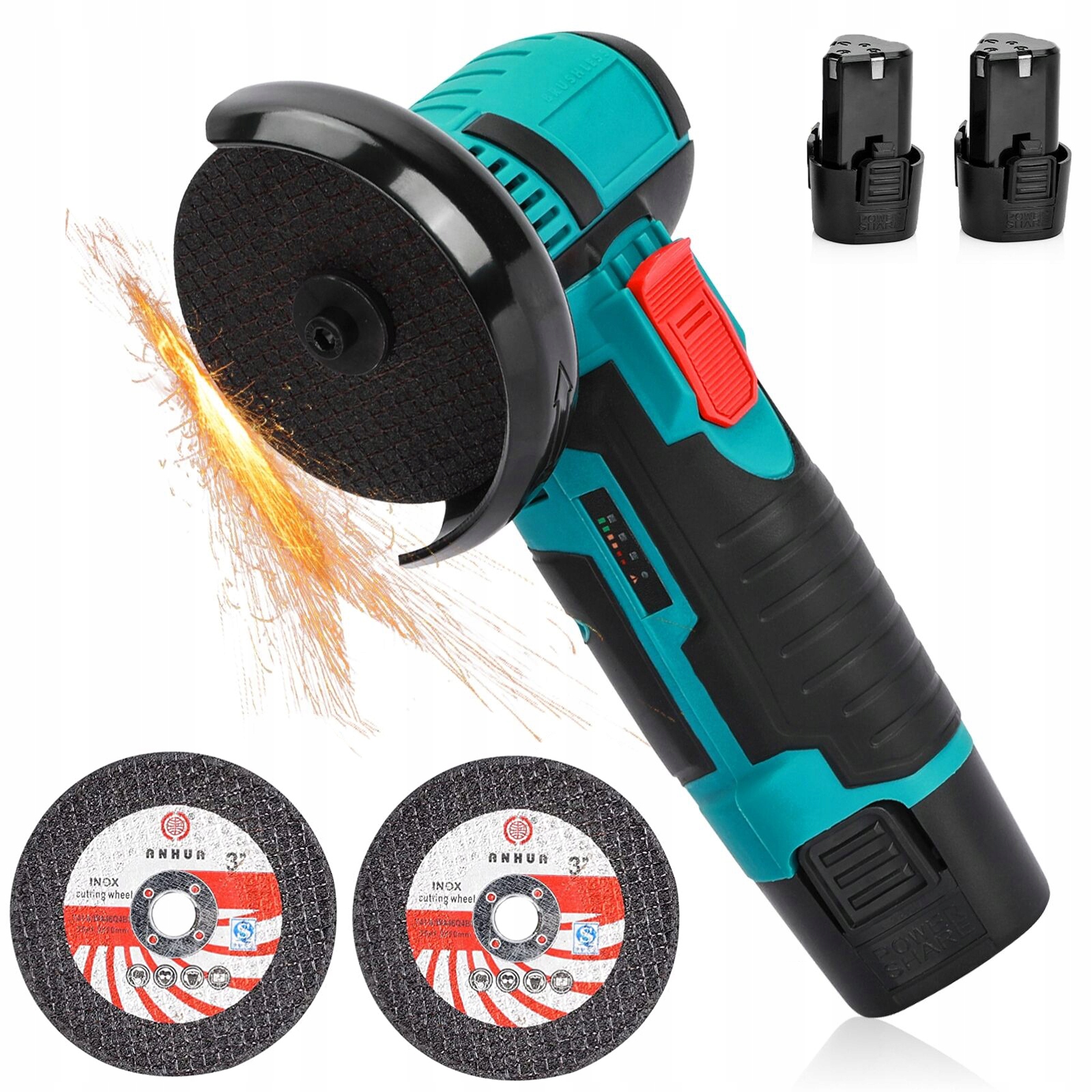 SZLIFIERKA KĄTOWA BEZPRZEWODOWA MINI + TARCZE 12V