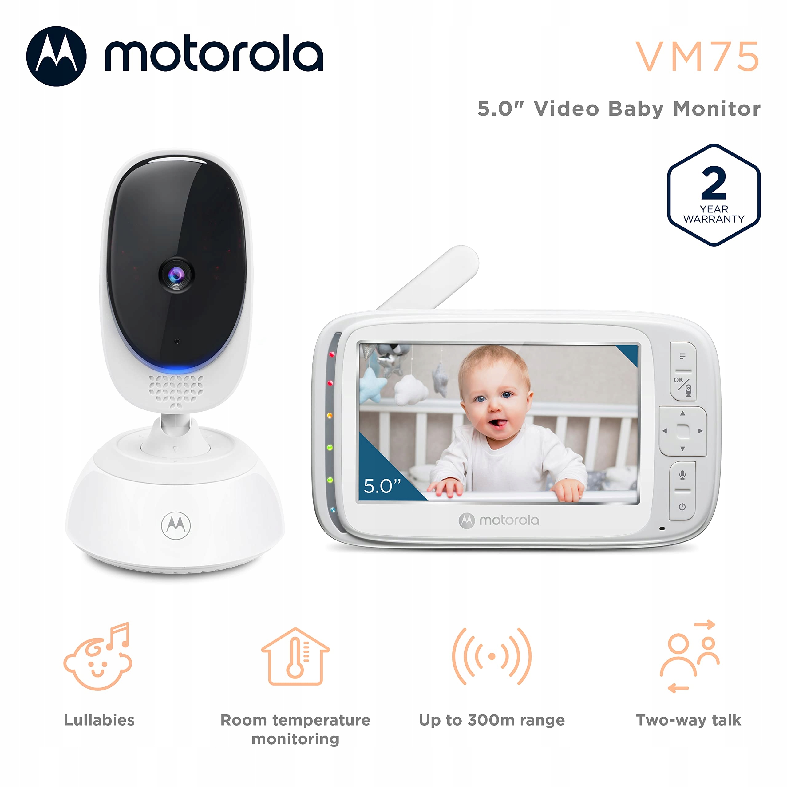 MOTOROLA Elektroniczna Niania Kamera 5" Monitor Nocny Zoom Komunikacja — miniatura 7