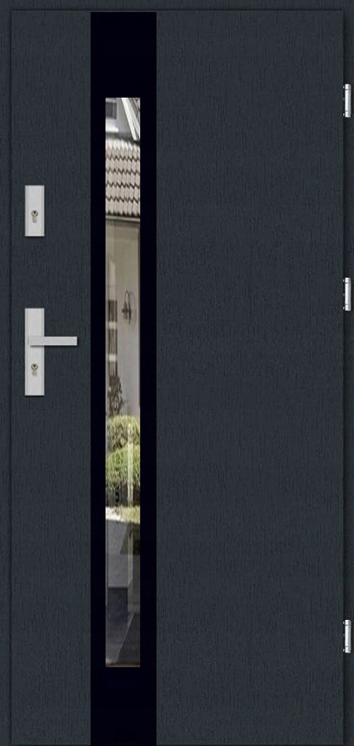 POLSKIE DRZWI ZEWNĘTRZNE STALOWE LUKAR INOX 4 BLACK 85MM 90CM UD 1,3 Szerokość drzwi 90 cm