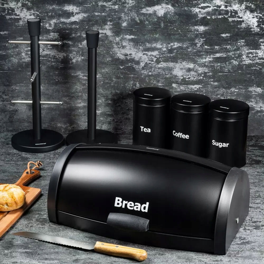 Chlebak z pojemnikami + stojaki na papier kubki zestaw czarny mat KLAUSBERG Marka Kinghoff