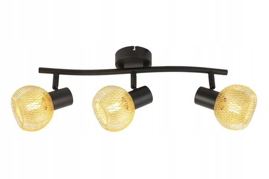 Stropní Svítidlo s jednoduchou konstrukcí a kovovou síťkou do obývacího pokoje Loretto, zlatý