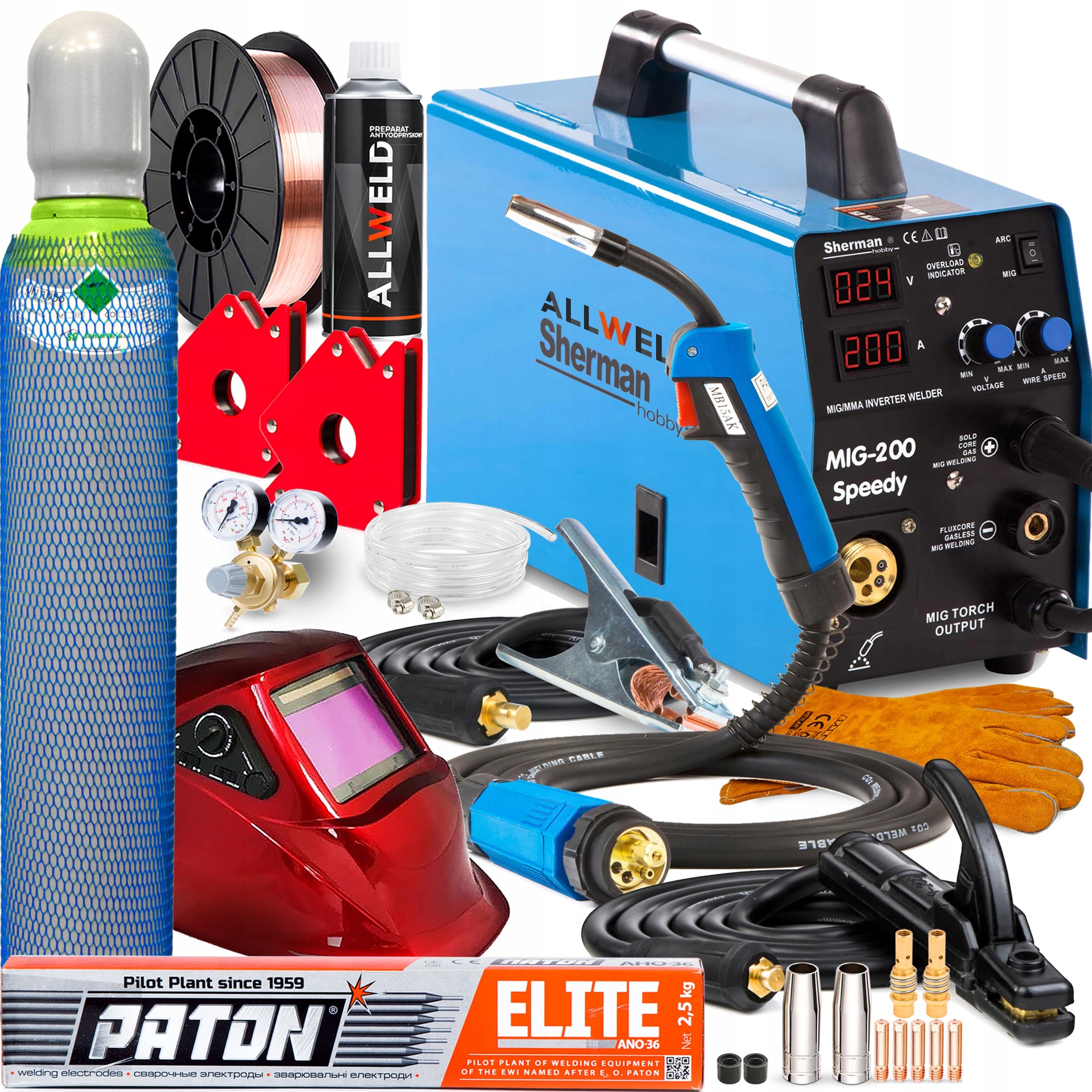 Invertorová Svářečka Sherman 200 Speedy Mig Mag Mma 230V 200A Igbt Set