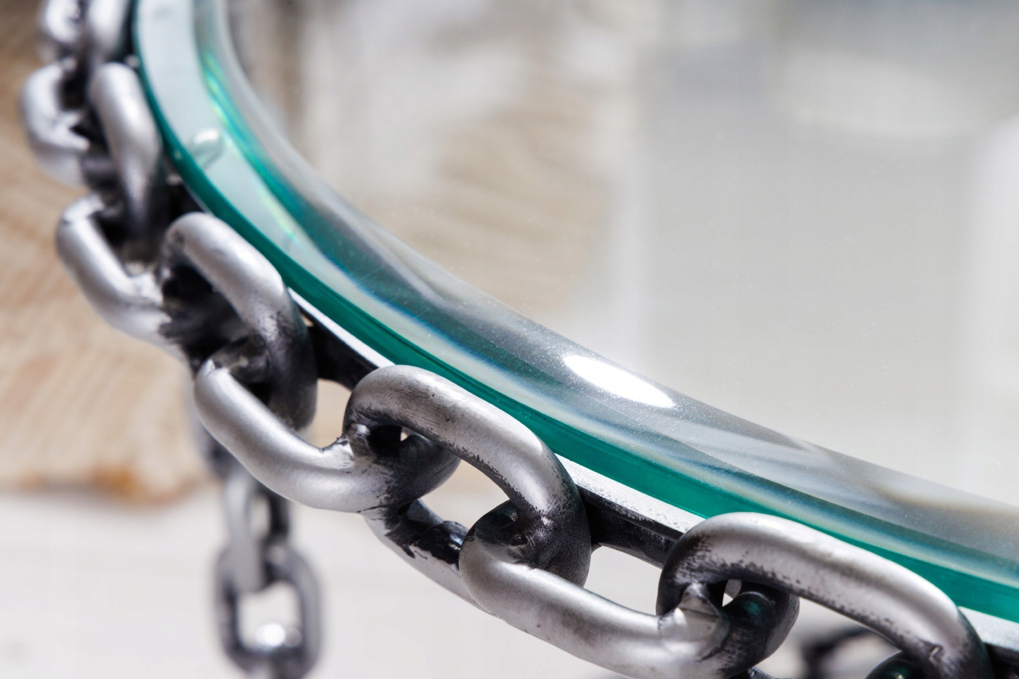 Stolik kawowy Chain 65cm szklany blat 42235 Głębokość mebla 65 cm