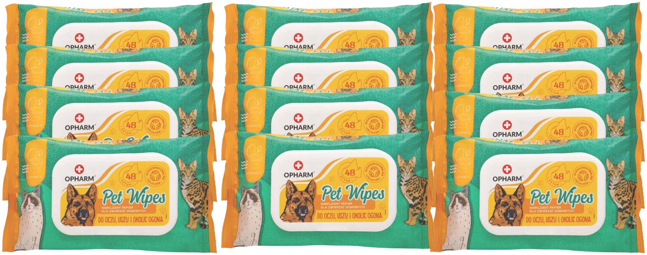 Levně Vlhčené ubrousky pro péči o zvířata, oči, uši, ocas 12x48 ks