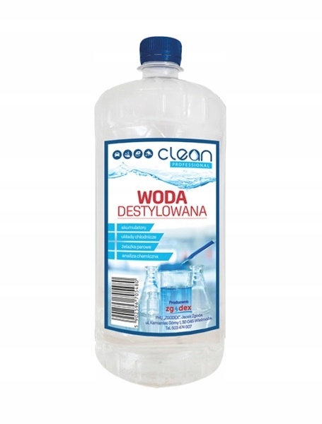 Woda demineralizowana Destylowana idealnie czysta clean zgodex 1L