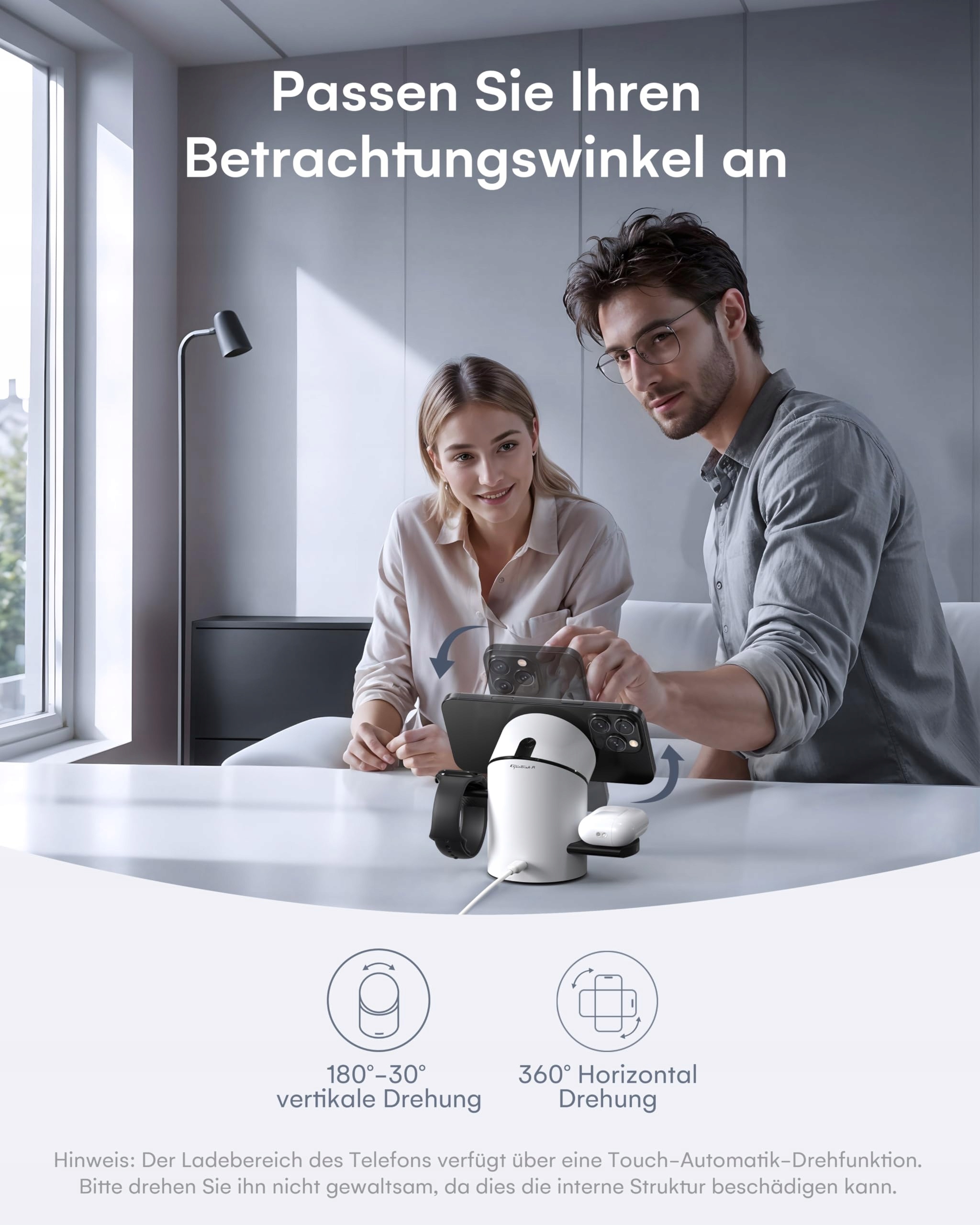 ZEEHOO Stacja Ładowania 3w1 Dla Apple Magsafe iPhone AirPods 15W Qi — miniatura 7