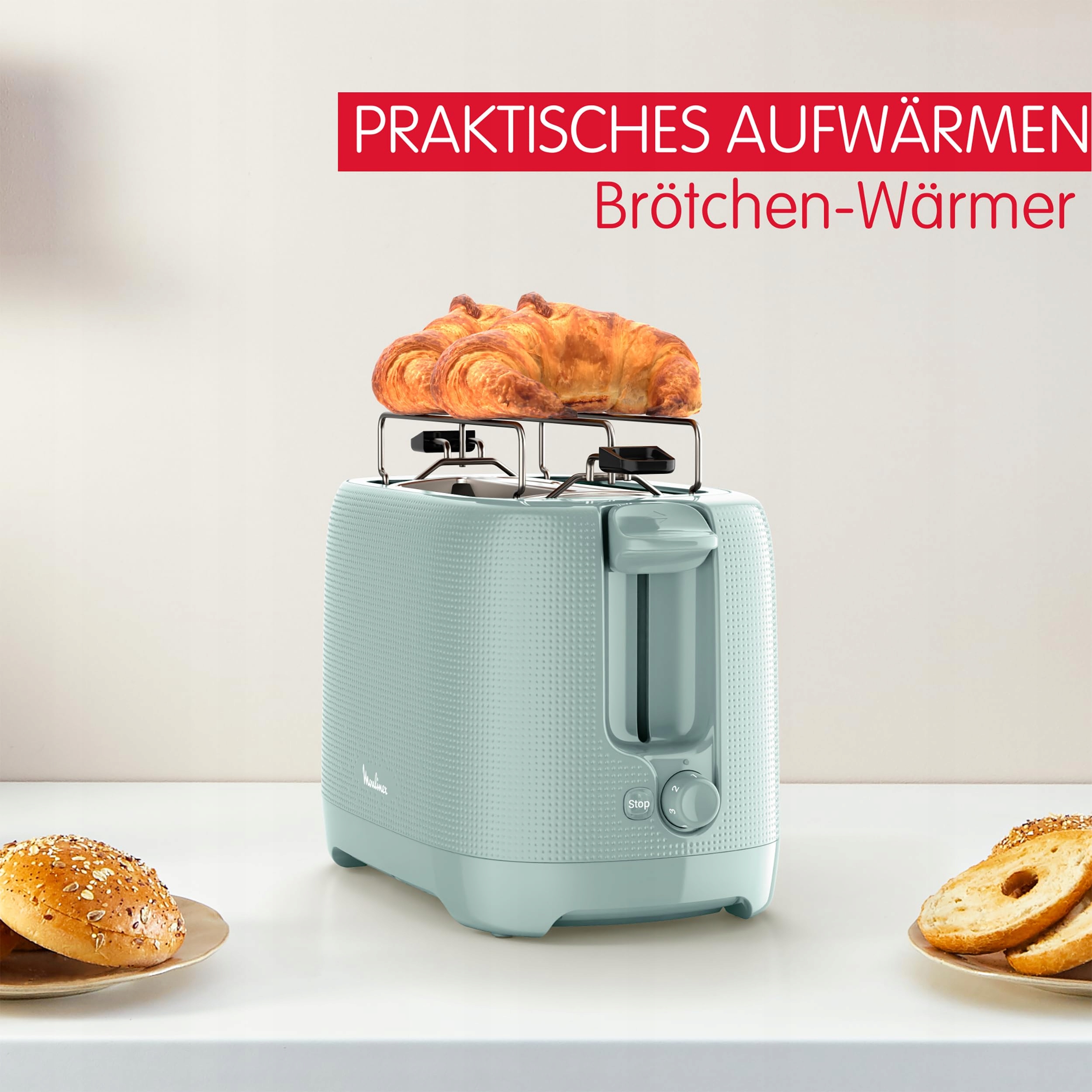 MOULINEX Toster 2 Kromki, 7 Stopni, Szerokie Szczeliny, Eukaliptus — miniatura 5