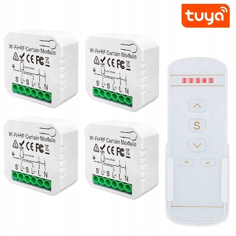 4x Ovládač Pre Rolety Závesov Wifi Tuya Smart Pilot 5 Kanálový
