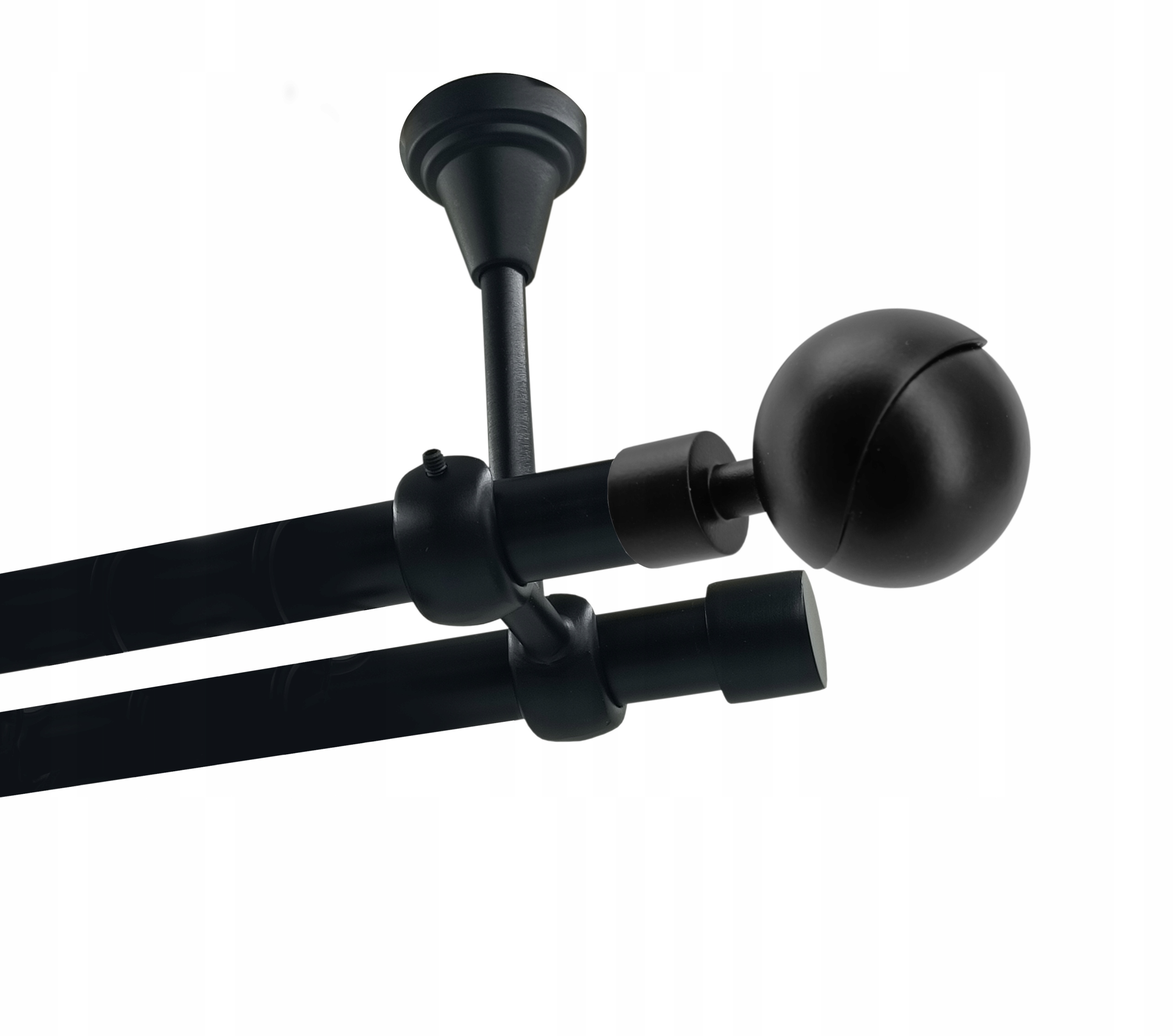 Garnýž dvojitá Metal Stropní 19+19mm Černý 200cm Kula Gala Bez Koleček