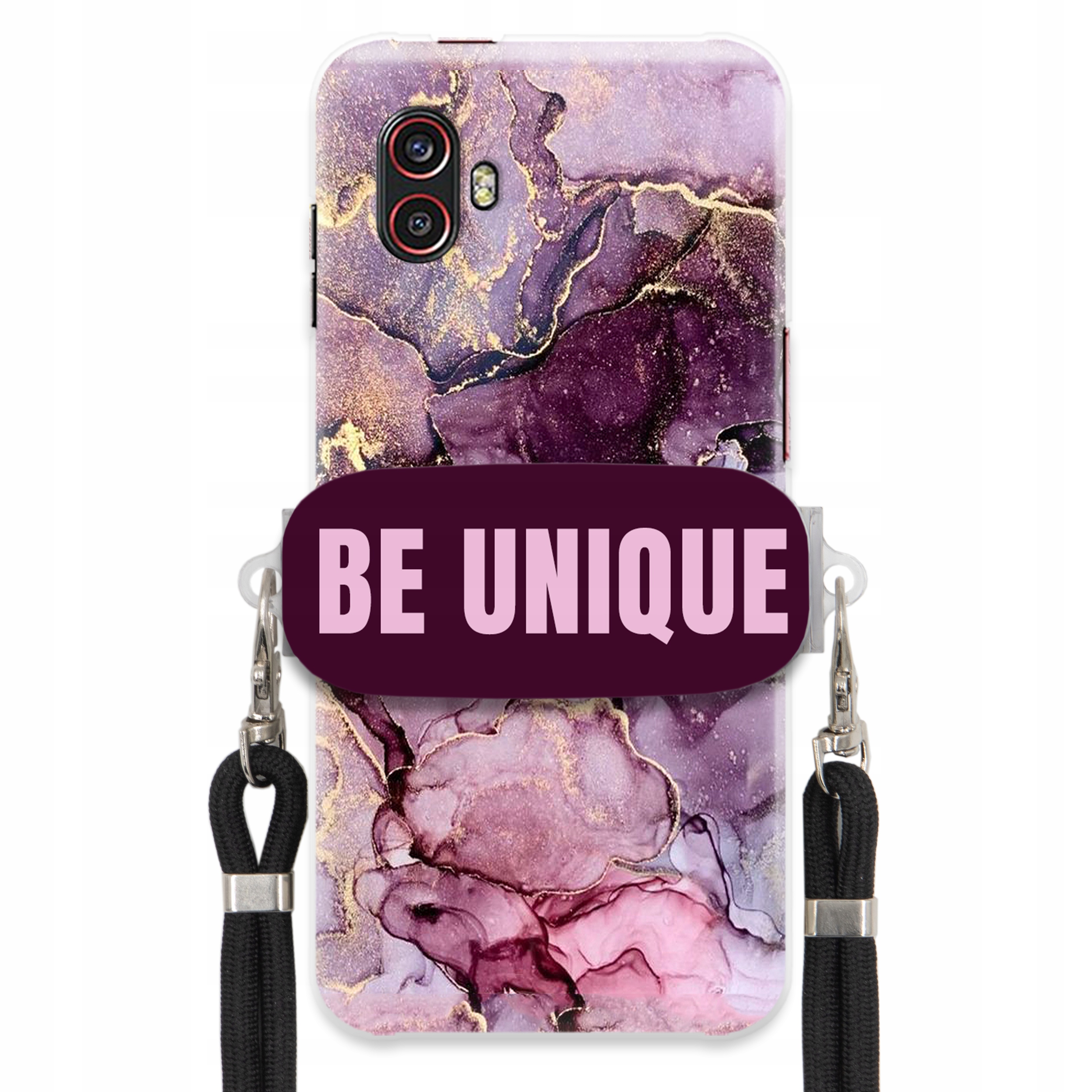 Pouzdro Premium pro Samsung Xcover 6 Pro Uchywt Šňůra Černá Fialová Mramorová
