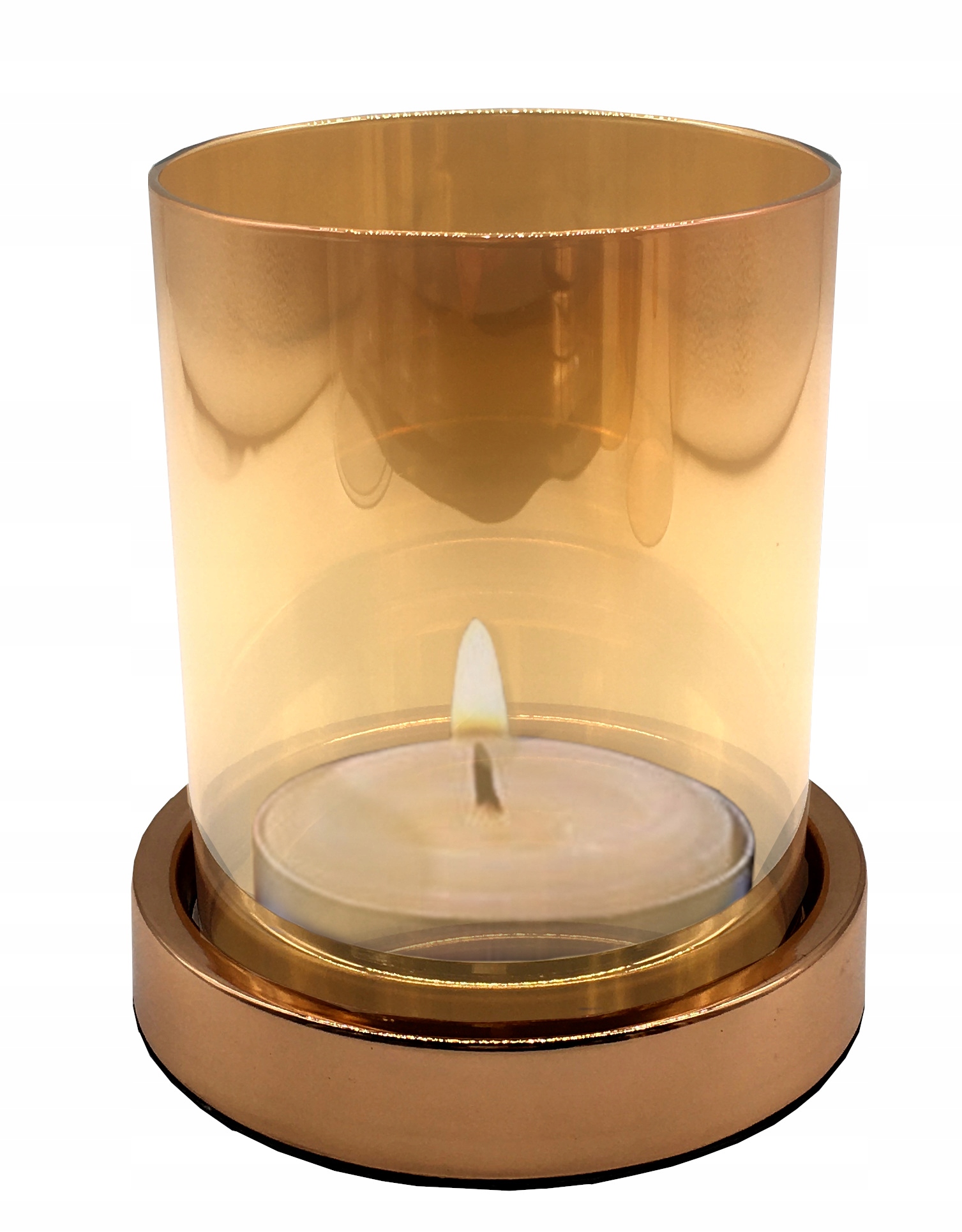 

Świecznik z kloszem tealight złoty lampion 14cm