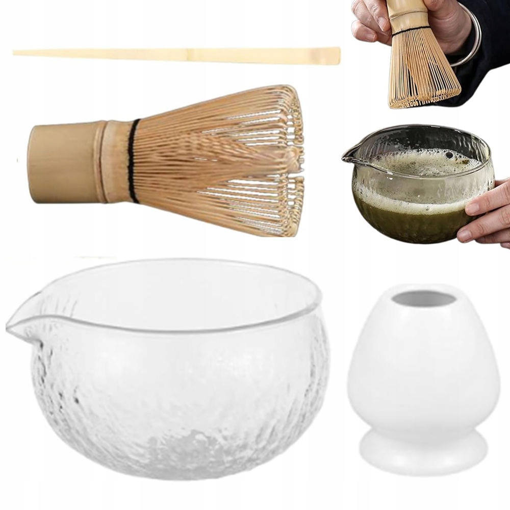 Levně Startovací Sada Pro Matcha Čaj S Kouzlem Lžičkou Šlehací Metla Podstavec