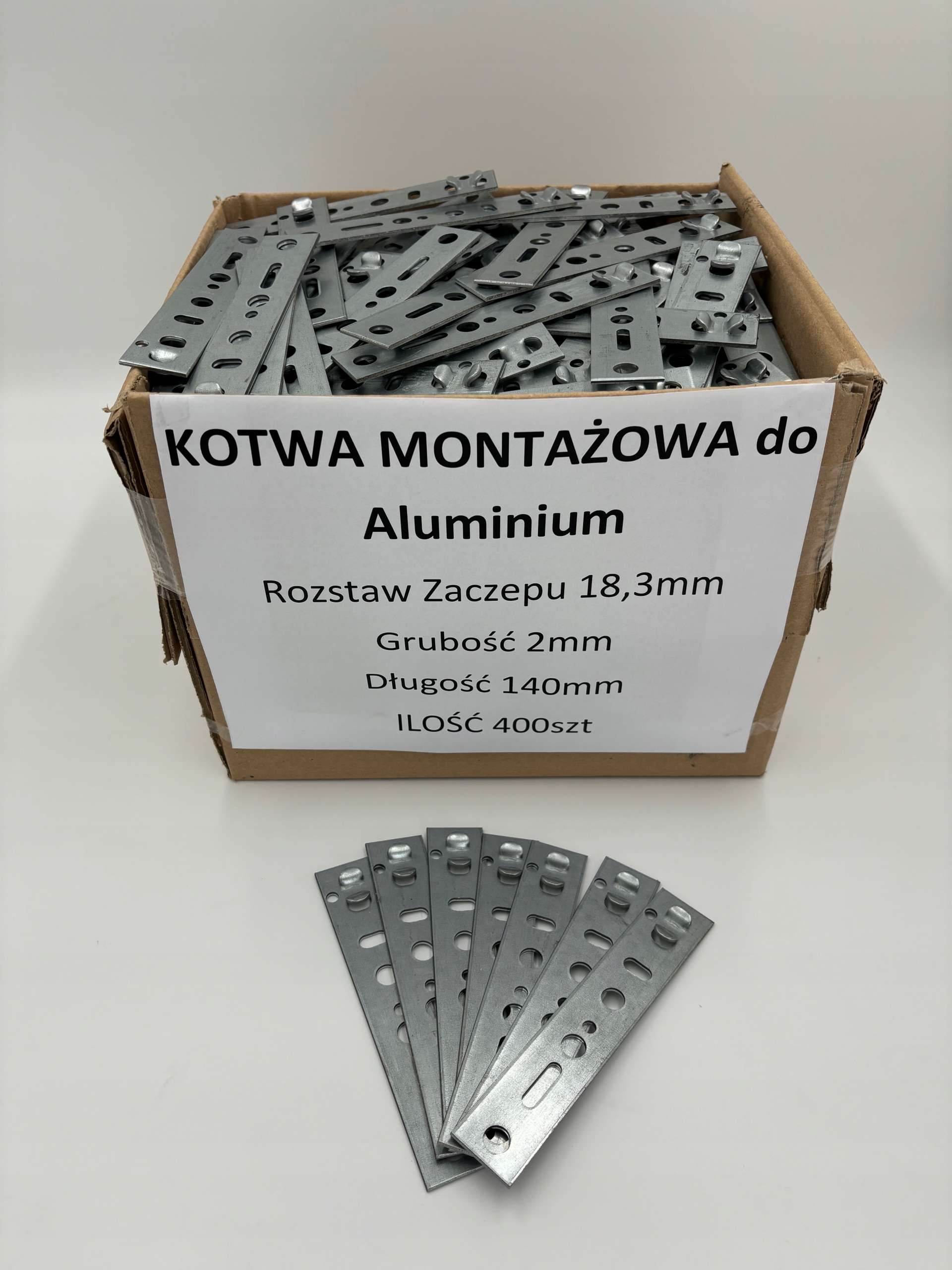 Montážní kotvy pro hliníková okna 2 mm/140 mm, silné 400 ks