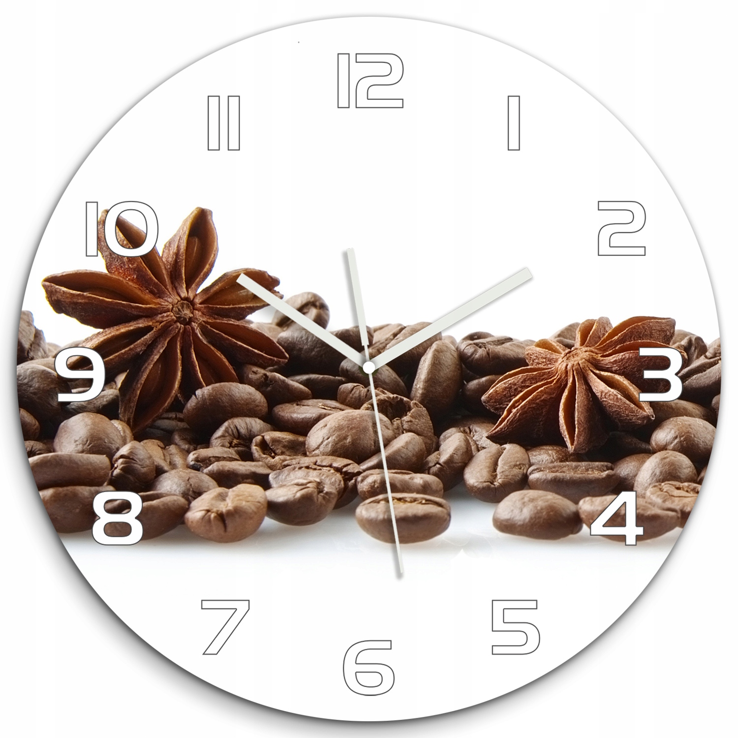 

Cichy szklany zegar Ziarna kawy cynamon fi 60 cm