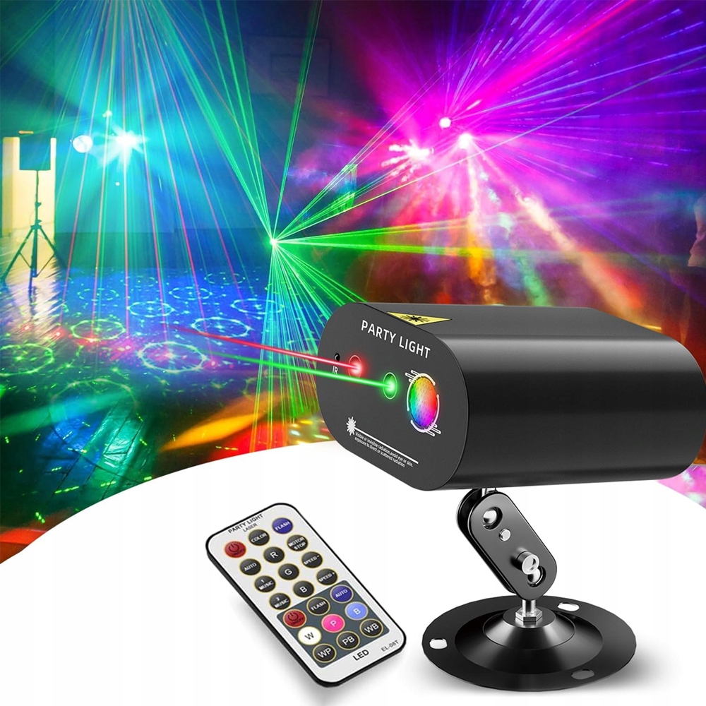 LASEROWA KULA DISKO PROJEKTOR LED 3 OTWORY STROBOSKOP RGB Z PILOTEM