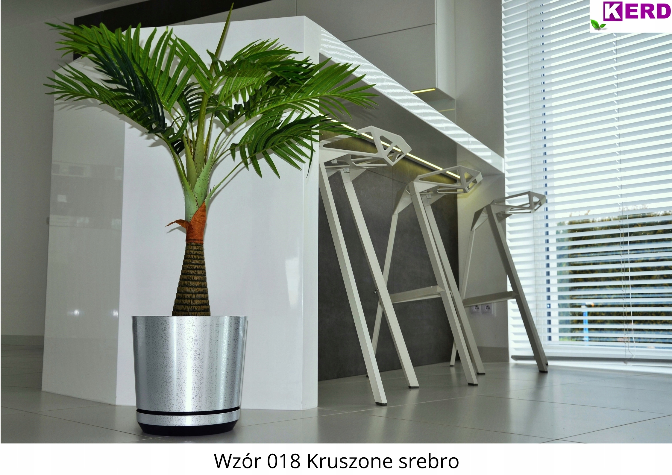 12 Doniczka z podstawką KRUSZONE SREBRO subtelny połysk storczyk orchidea Marka Kerd