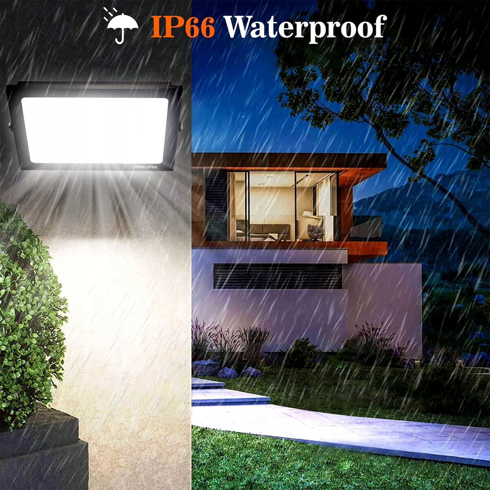 Reflektor LED Wodoodporny Ciepły Do Garażu Ogrodu 300W IP66 JEFEDANA — miniatura 7