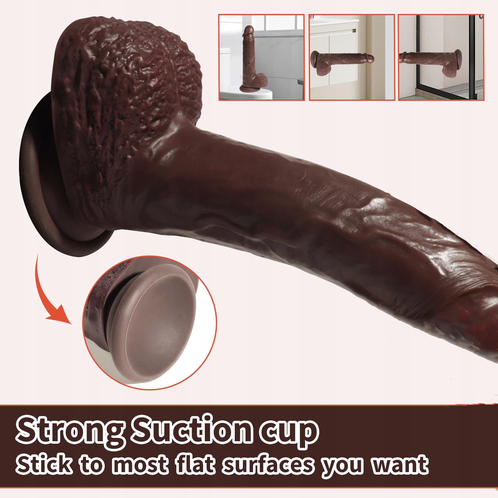 REALISTISCHESILIKON Dildo 215cm Czarny Realistyczny Z Mocną Przyssawką — miniatura 3