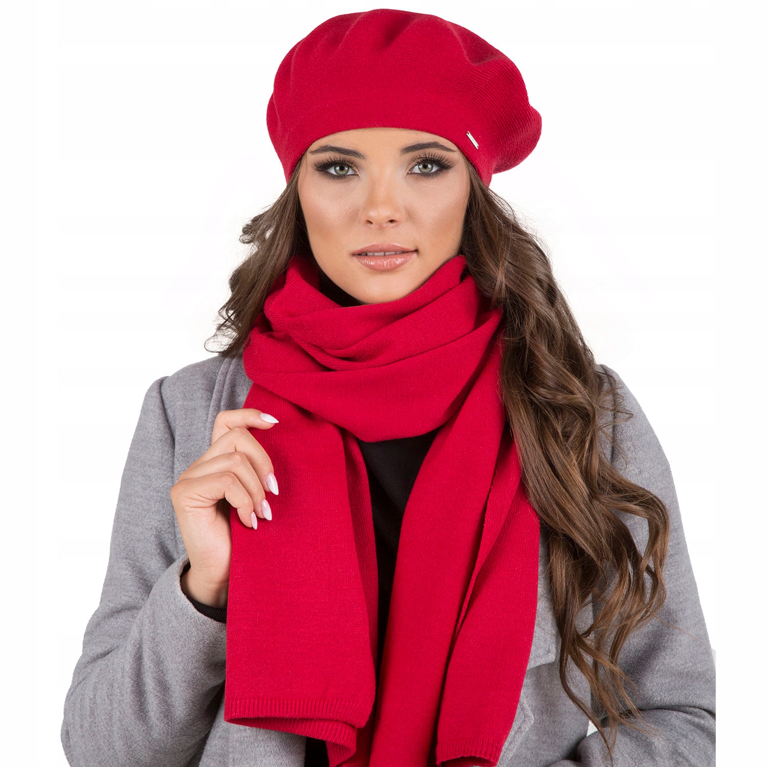 Vivisence 7005Kmpl červený velikost univerzální komplet Beret Šátek