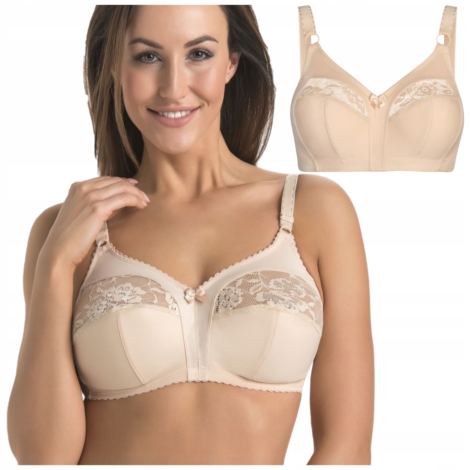 Podprsenka pohodlná bez kostic měkká béžová Teyli Andorra 80F