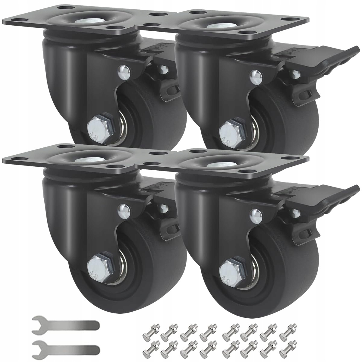 Transportné Kolieska Pre Ťažké Nábytkové Stroje, Otočné, S Brzdou, 2000 Kg, 75 MM