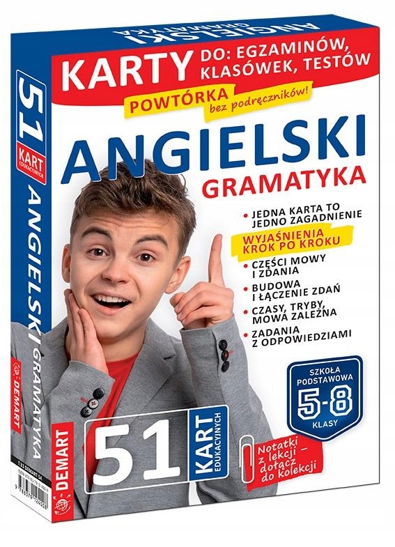 Język angielski. Gramatyka. Karty edukacyjne Szkoła Podstawowa 5-8 klasy