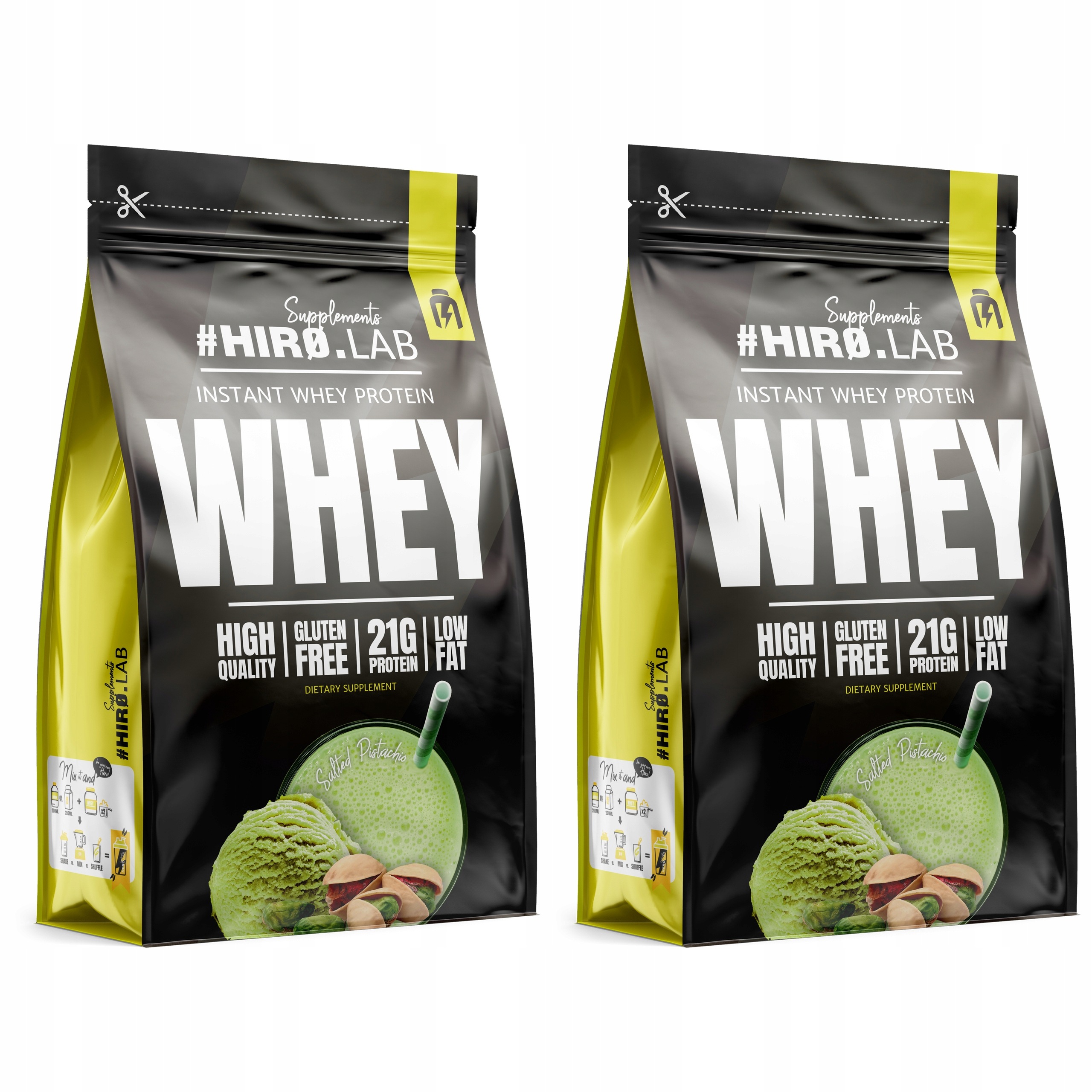 2x Protein Wpc Instant Whey Protein syrovátkový doplněk stravy 2000 g Pistácie Hiro